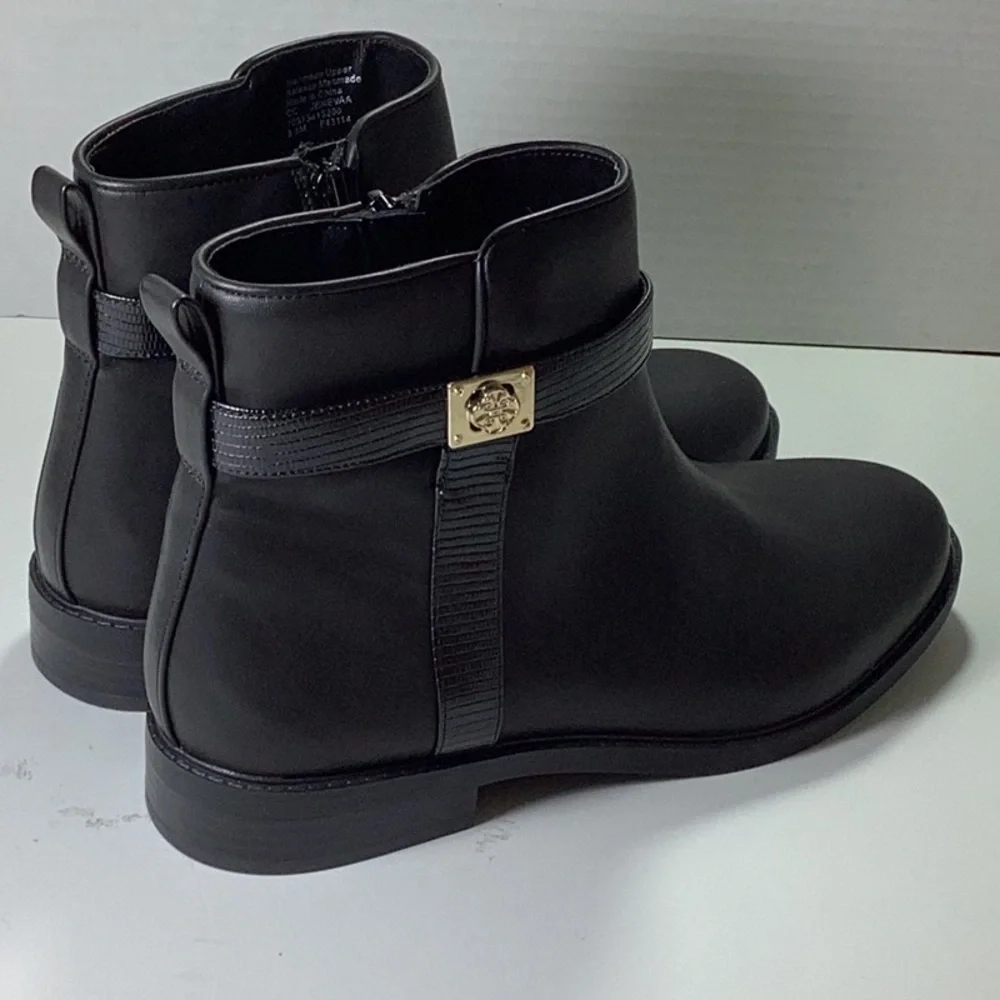 Jevevaa Womens Faux Leather Almond Toe Ankle Boots